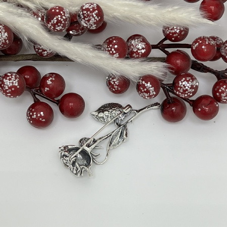 Серебряная брошь Роза