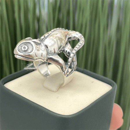 Серебряное кольцо Хамелеон