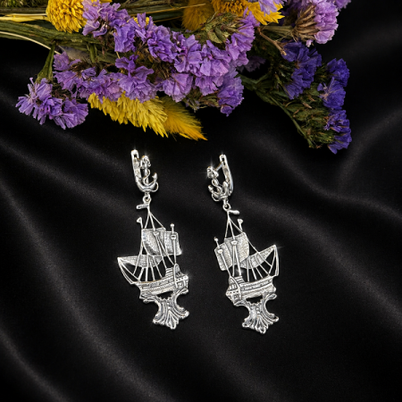 Серебряные серьги Бригантина