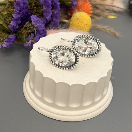 Серебряные серьги Корзинка