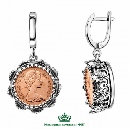 Серебряные серьги Корона