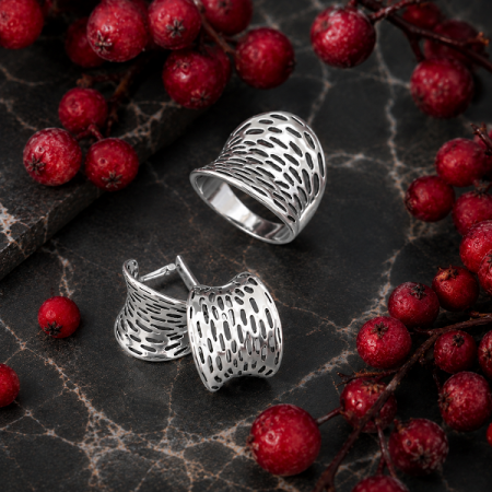 Серебряные серьги Сетка