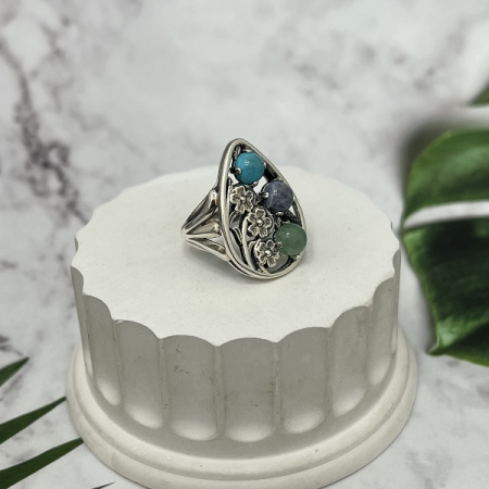 Серебряное кольцо  Карамель   