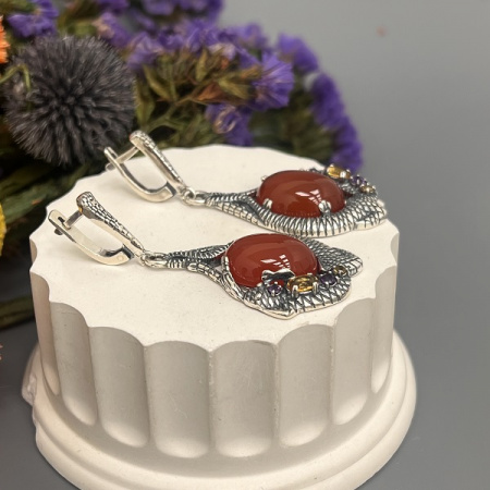 Серебряные серьги Ящерка