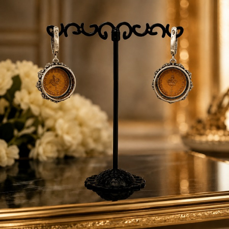 Серебряные серьги Корона